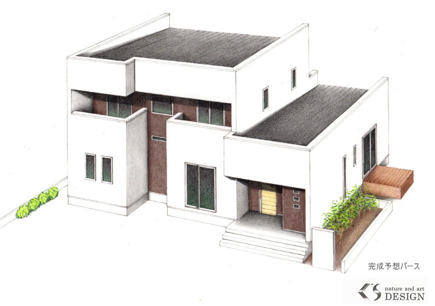 N  A   HOUSEのパース　完成予想パース　ケイズ　デザイン